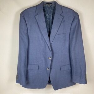Lauren Ralph Lauren Mens Blue‎ 100% Linen Two Button Blazer Sport Coat Size 43R